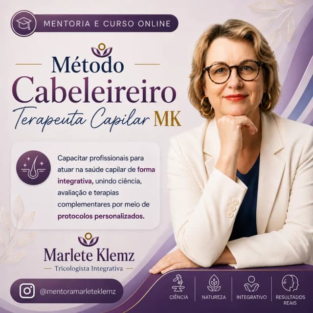 Capa do curso Método Cabelereiro Terapeuta Capilar MK, de Marlete Klemz